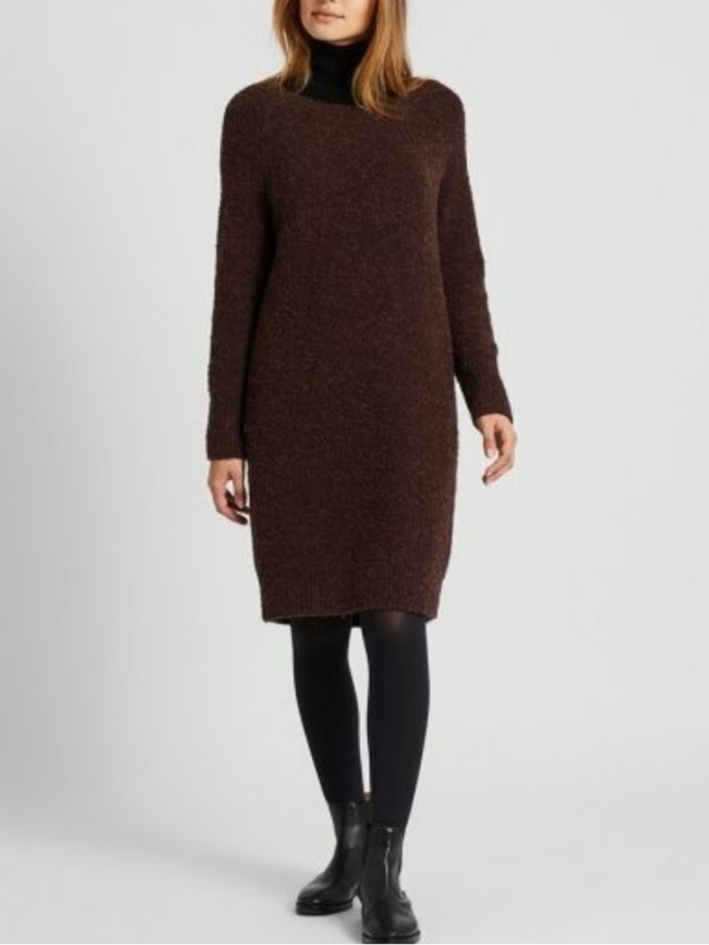 Uniqlo Boucle Knit Long Sleeve Dress